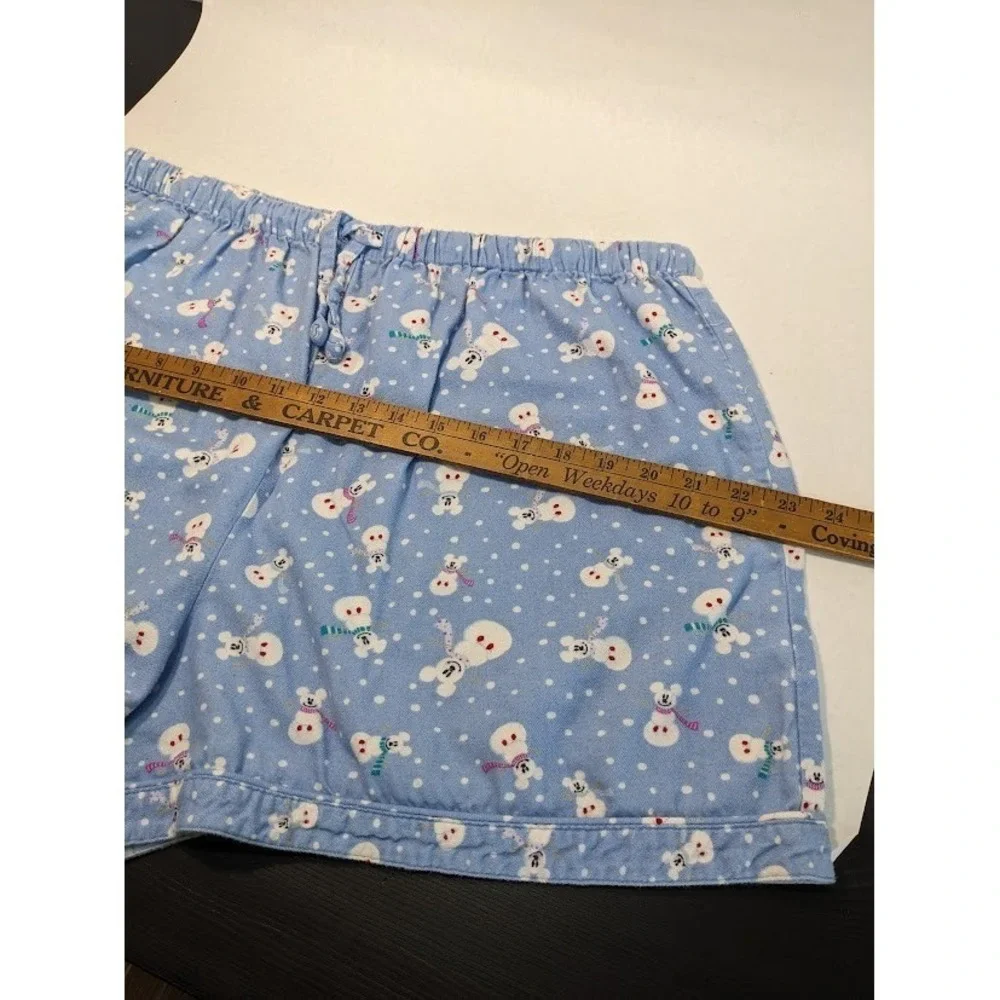 Disney Store Flannel Pajama Set Novelty Print Snowman Mickey Blue Women L/XL - Picture 14 of 16